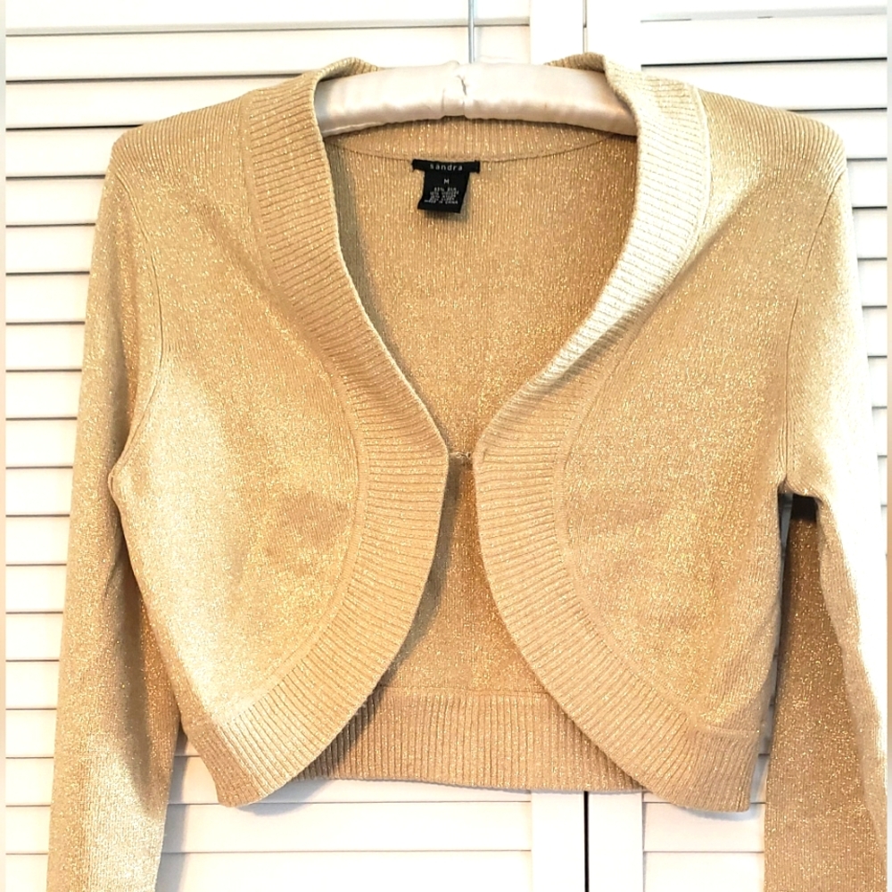 Gold glitter shrug sweater cover-up Silk